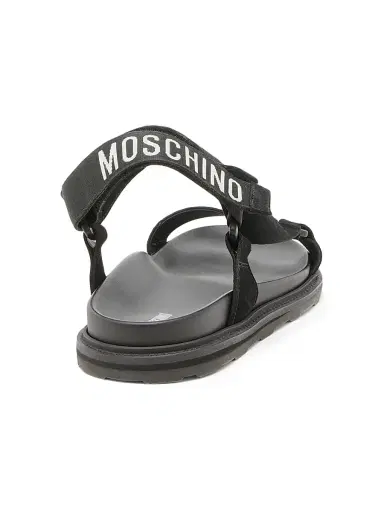 MOSCHINO Men's Logo Sporty Leather Sandals - Black - Size 8 | Thumbnail 3 MOSCHINO Men's Logo Sporty Leather Sandals - Black - Size 8 | Thumbnail 3
