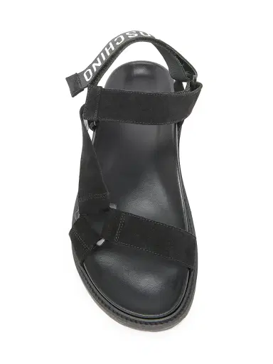 MOSCHINO Men's Logo Sporty Leather Sandals - Black - Size 8 | Thumbnail 4 MOSCHINO Men's Logo Sporty Leather Sandals - Black - Size 8 | Thumbnail 4