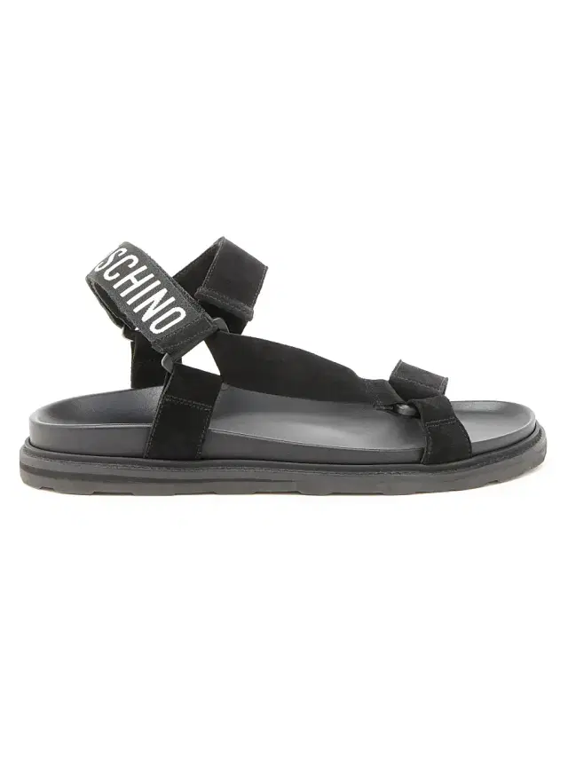 Men's Logo Sporty Leather Sandals - Black