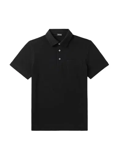 Zegna Slim-Fit Leather-Trimmed Cotton-Piqué Polo Shirt - Men | Thumbnail 1 Zegna Slim-Fit Leather-Trimmed Cotton-Piqué Polo Shirt - Men | Thumbnail 1