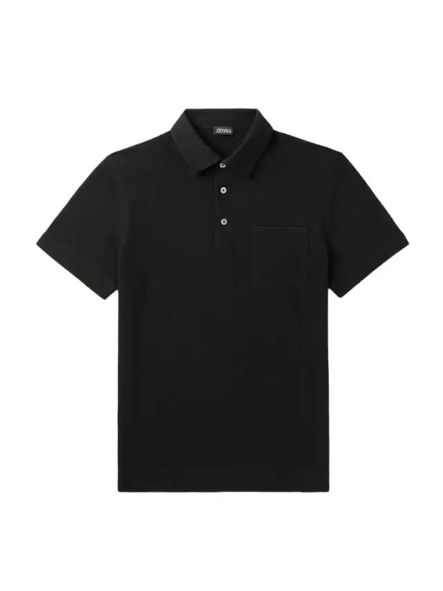 Zegna Slim-Fit Leather-Trimmed Cotton-Piqué Polo Shirt - Men