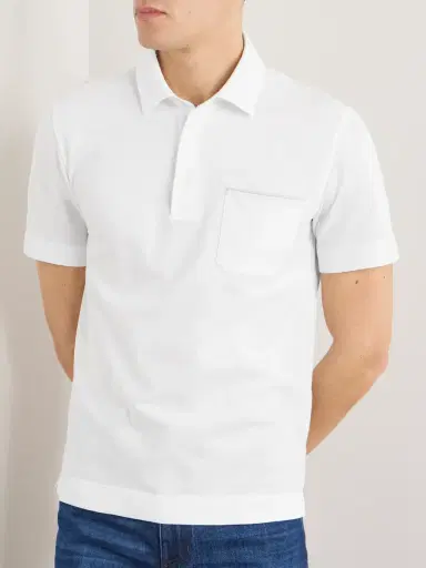 Zegna Leather-Trimmed Cotton-Piqué Polo Shirt - Men | Thumbnail 3 Zegna Leather-Trimmed Cotton-Piqué Polo Shirt - Men | Thumbnail 3