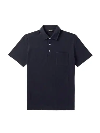 Zegna Slim-Fit Leather-Trimmed Cotton-Piqué Polo Shirt - Men | Thumbnail 1 Zegna Slim-Fit Leather-Trimmed Cotton-Piqué Polo Shirt - Men | Thumbnail 1