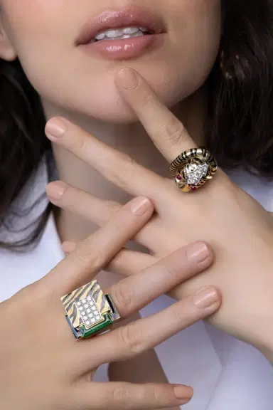DAVID WEBB Ruby Black Wrap Tail Tiger Ring | Thumbnail 4