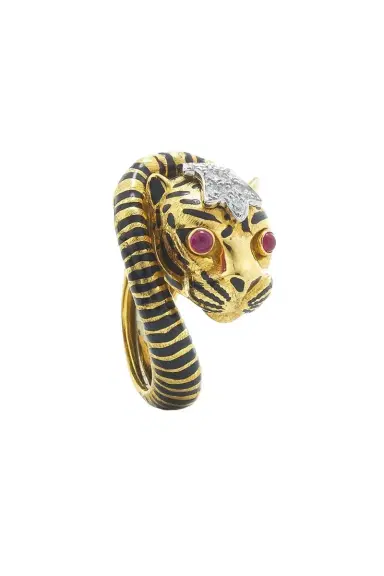 DAVID WEBB Ruby Black Wrap Tail Tiger Ring | Thumbnail 1