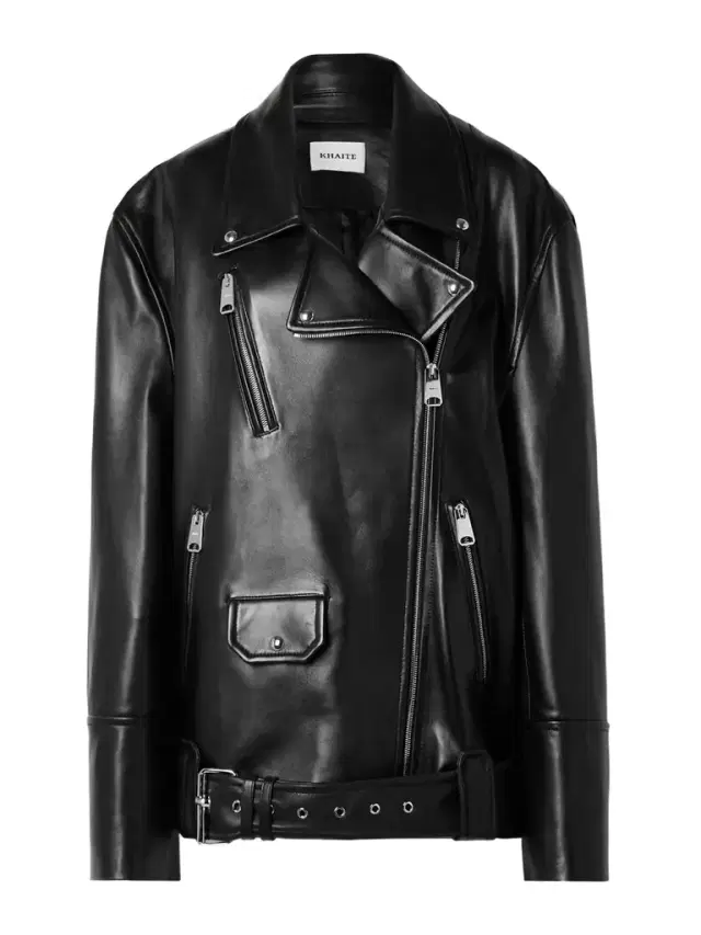 Hansel Oversized Belted Leather Biker Jacket