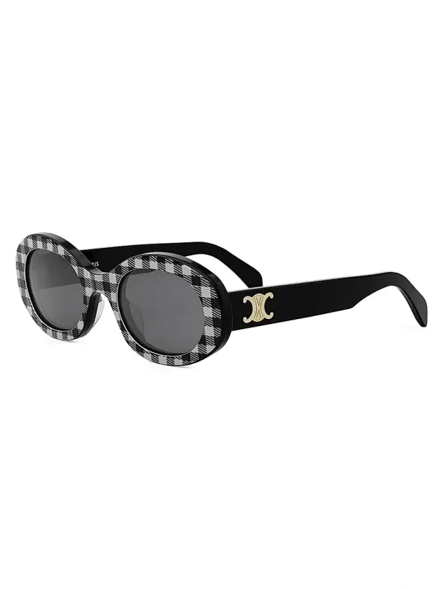 CELINE Women's Triomphe 52MM Oval Sunglasses - Black White