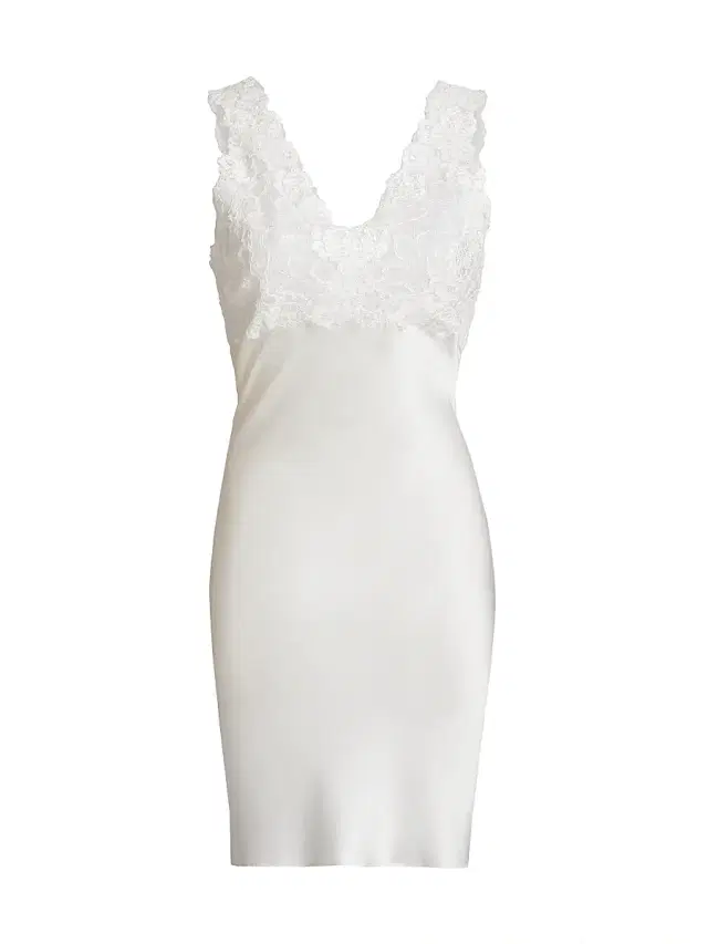 Women's Rose Parfait Lace-Trimmed Silk Chemise - Warm White