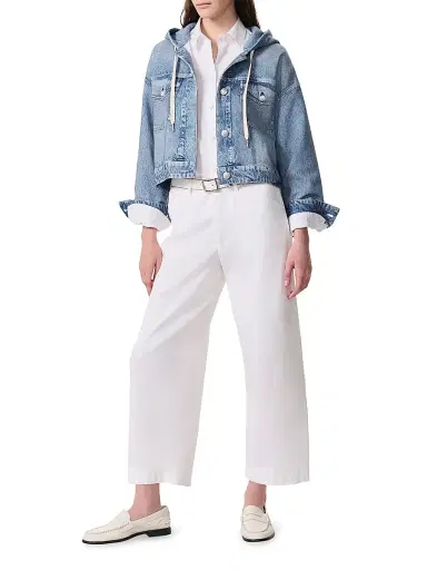 rag & bone Women's rb Miramar Trucker Denim-Print Hoodie - Coney | Thumbnail 2