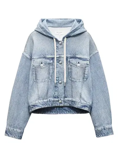 rag & bone Women's rb Miramar Trucker Denim-Print Hoodie - Coney | Thumbnail 1