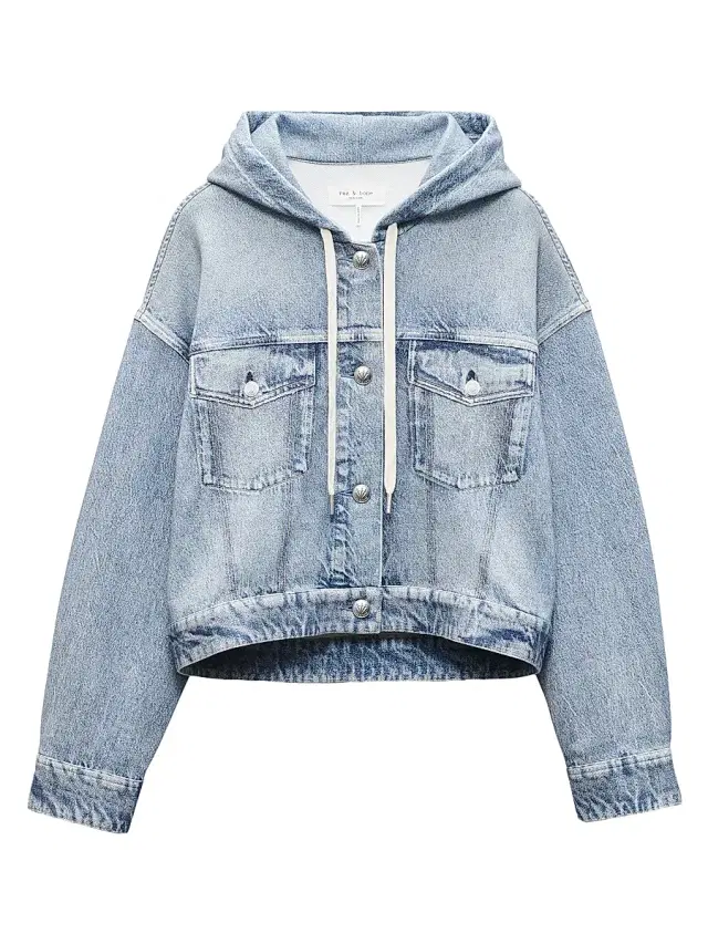 rag & bone Women's rb Miramar Trucker Denim-Print Hoodie - Coney