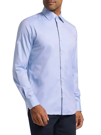Saks Fifth Avenue Men's Cotton Classic Dress Shirt - Light Blue | Thumbnail 4
