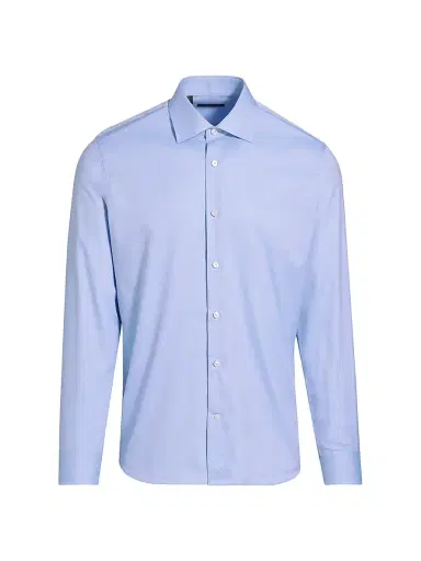 Saks Fifth Avenue Men's Cotton Classic Dress Shirt - Light Blue | Thumbnail 1