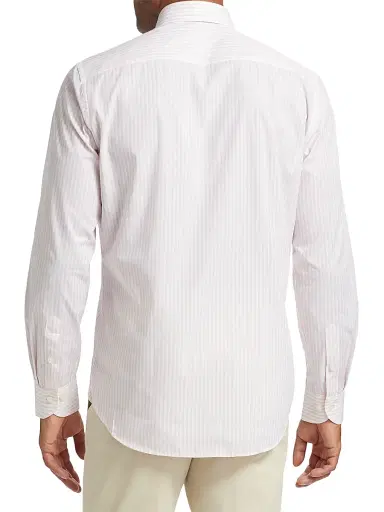 Saks Fifth Avenue Men's Striped Cotton Dress Shirt - Pink - Size 18 | Thumbnail 5