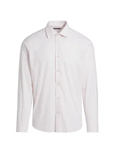 Saks Fifth Avenue Men's Striped Cotton Dress Shirt - Pink - Size 18 | Thumbnail 1