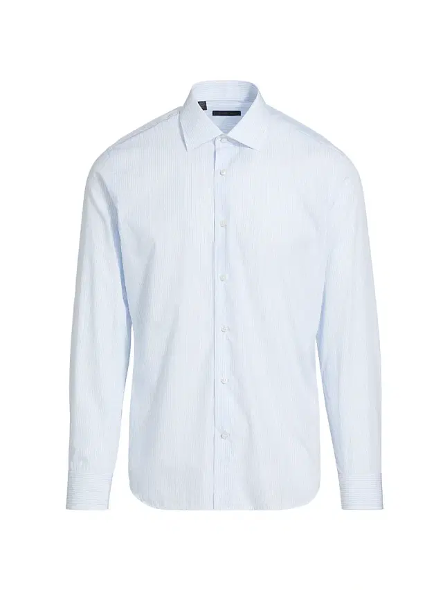 Men's Striped Cotton Twill Dress Shirt - Light Blue
