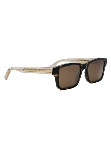 BVLGARI Men's Tubogas 55MM Rectangular Sunglasses - Dark Havana Brown | Thumbnail 8