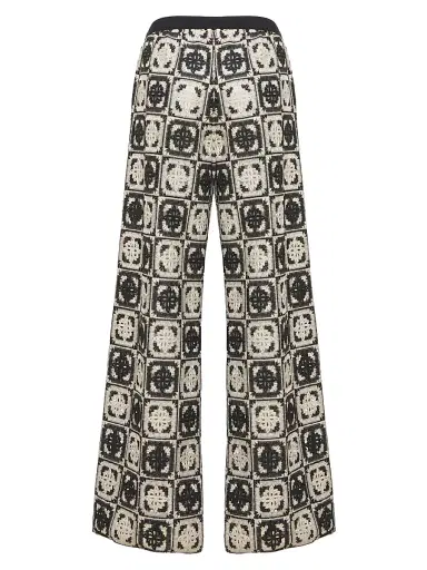 La DoubleJ Women's Palazzo Pants - Mini Tiles Macrame Black | Thumbnail 2 La DoubleJ Women's Palazzo Pants - Mini Tiles Macrame Black | Thumbnail 2
