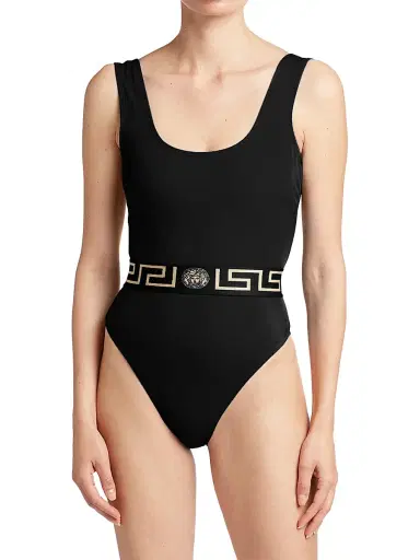 Versace Women's Greek Key Belt One-Piece Swimsuit - Black - Size Large | Thumbnail 3 Versace Women's Greek Key Belt One-Piece Swimsuit - Black - Size Large | Thumbnail 3