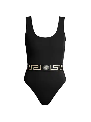 Versace Women's Greek Key Belt One-Piece Swimsuit - Black - Size Large | Thumbnail 1 Versace Women's Greek Key Belt One-Piece Swimsuit - Black - Size Large | Thumbnail 1