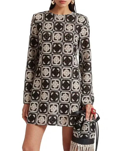 La DoubleJ Women's Mini Supremes Swing Dress - Mini Tiles Macrame Black | Thumbnail 3 La DoubleJ Women's Mini Supremes Swing Dress - Mini Tiles Macrame Black | Thumbnail 3