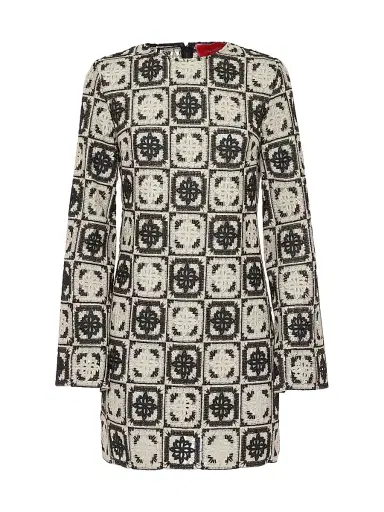 La DoubleJ Women's Mini Supremes Swing Dress - Mini Tiles Macrame Black | Thumbnail 1 La DoubleJ Women's Mini Supremes Swing Dress - Mini Tiles Macrame Black | Thumbnail 1