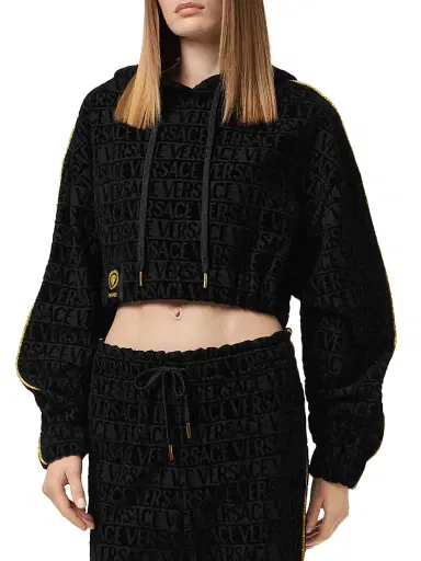 Versace Women's I Heart Baroque Crop Hoodie | Thumbnail 3 Versace Women's I Heart Baroque Crop Hoodie | Thumbnail 3