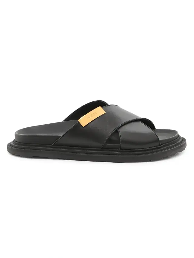 Men's Leather Crisscross Sandals - Black