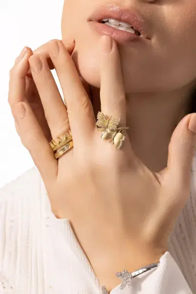 TANYA FARAH Kissing Butterlfies Diamond Bypass Ring | Thumbnail 3 TANYA FARAH Kissing Butterlfies Diamond Bypass Ring | Thumbnail 3