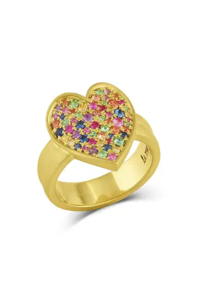 LEIGH MAXWELL Multi Color Confetti Heart Ring | Thumbnail 1 LEIGH MAXWELL Multi Color Confetti Heart Ring | Thumbnail 1