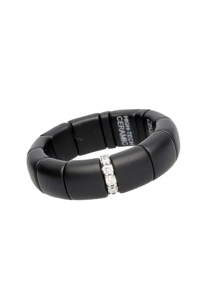 ROBERTO DEMEGLIO Pura Matte Diamond Bar Black Ceramic Stretch Ring