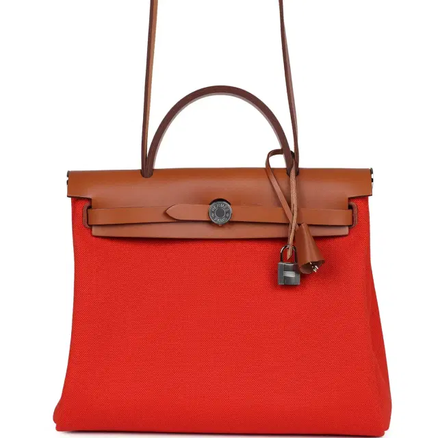 hermes Hermes Herbag Zip PM 31 Capucine Toile Militaire & Fauve Vache Hunter Palladium Hardware