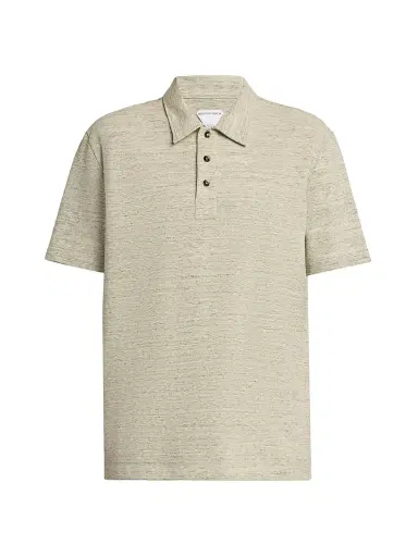 Bottega Veneta Men's Chine Cotton Pique Polo Shirt - Chick Melange - Size XXL | Thumbnail 1
