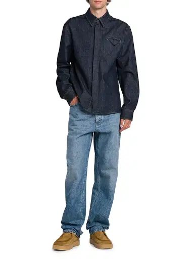 Bottega Veneta Men's Vintage Indigo Wash Wide-Leg Jeans - Mid Blue | Thumbnail 2