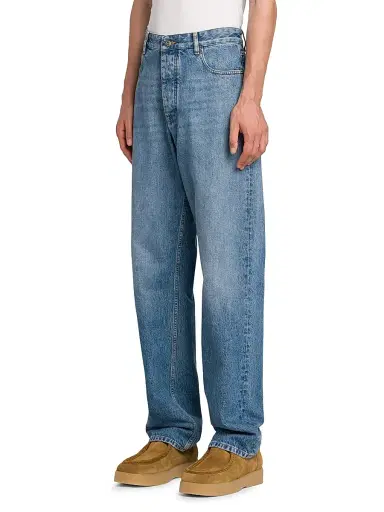 Bottega Veneta Men's Vintage Indigo Wash Wide-Leg Jeans - Mid Blue | Thumbnail 4