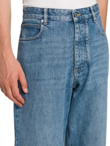 Bottega Veneta Men's Vintage Indigo Wash Wide-Leg Jeans - Mid Blue | Thumbnail 6