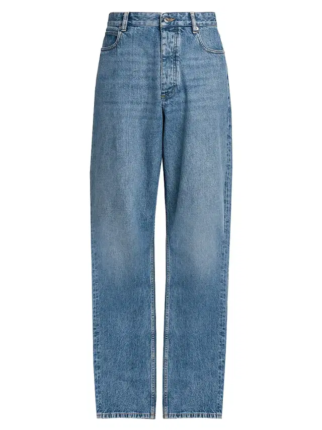 Bottega Veneta Men's Vintage Indigo Wash Wide-Leg Jeans - Mid Blue