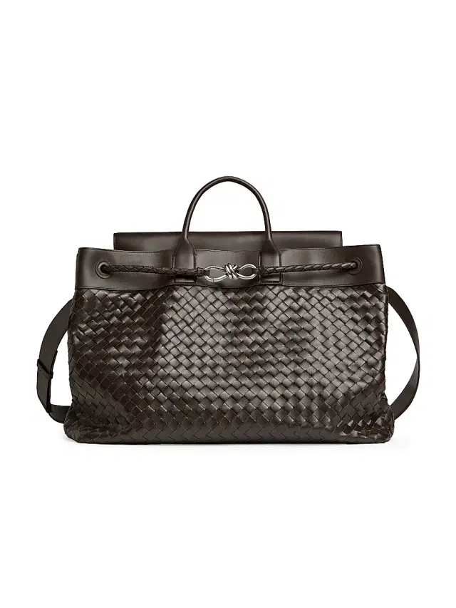 Men's Andiamo Voyager Intrecciato Leather Weekender - Fondant Vintage Men's Andiamo Voyager Intrecciato Leather Weekender - Fondant Vintage