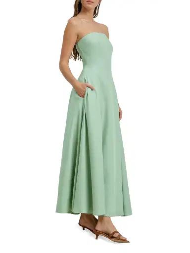 Favorite Daughter Women's The Favorite Strapless Maxi Dress - Light Sage - Size 14 | Thumbnail 4