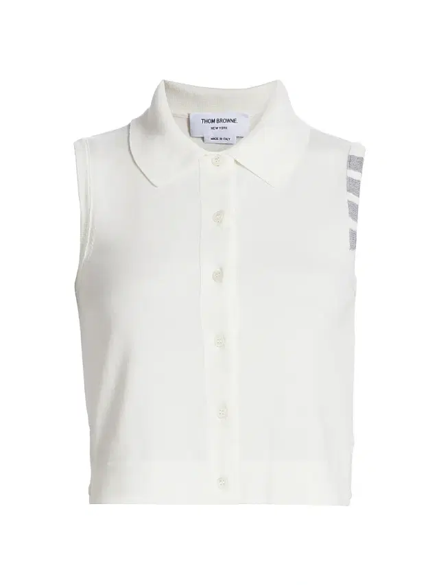 Women's 4 Bar Stripe Cotton Crop Shirt - White Women's 4 Bar Stripe Cotton Crop Shirt - White