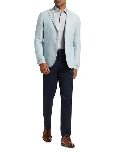 Saks Fifth Avenue Men's Heathered Cotton Dress Shirt - Grey - Size 18 | Thumbnail 2 Saks Fifth Avenue Men's Heathered Cotton Dress Shirt - Grey - Size 18 | Thumbnail 2