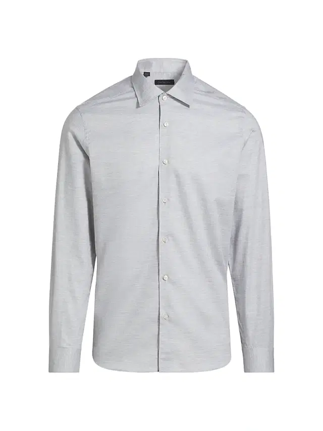 Men's Heathered Cotton Dress Shirt - Grey