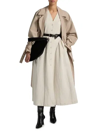 LAMARQUE Women's Colette Trench Coat - Khaki - Size Medium | Thumbnail 3