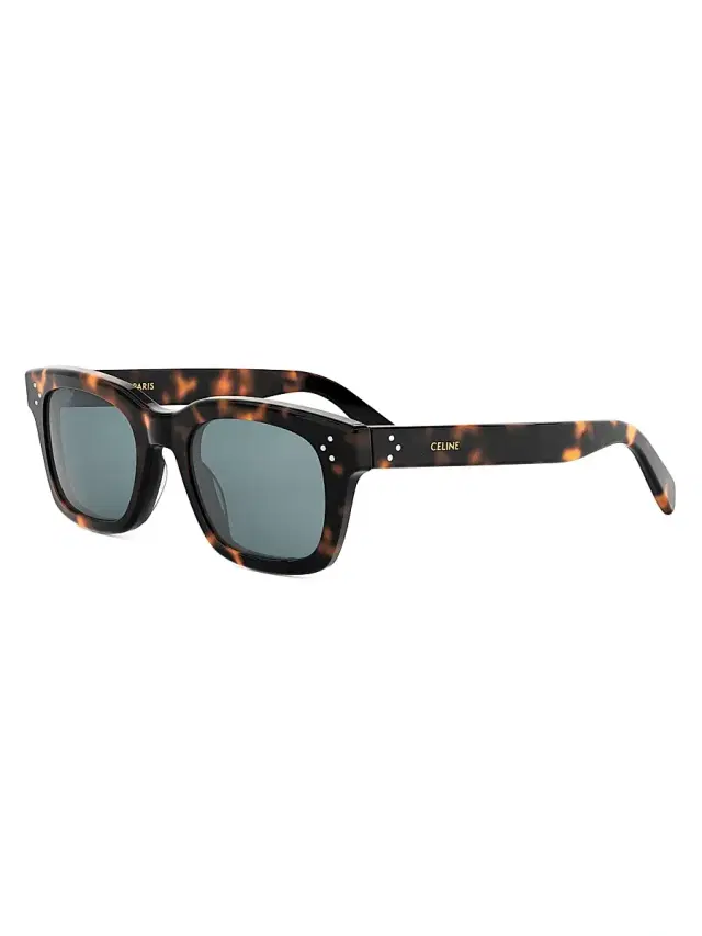 CELINE Men's 3 Dots 51mm Geometric Sunglasses - Dark Havana Blue