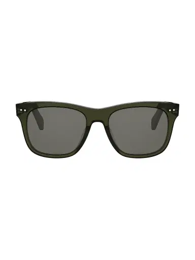 Celine Men's Thin 54mm Square Sunglasses - Shiny Dark Green And Smoke | Thumbnail 2
