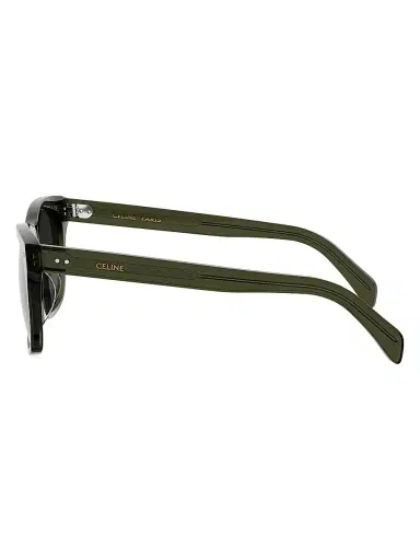Celine Men's Thin 54mm Square Sunglasses - Shiny Dark Green And Smoke | Thumbnail 3