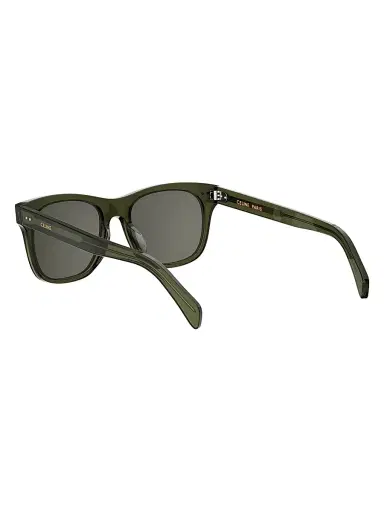 Celine Men's Thin 54mm Square Sunglasses - Shiny Dark Green And Smoke | Thumbnail 4