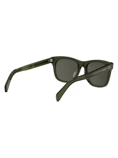 Celine Men's Thin 54mm Square Sunglasses - Shiny Dark Green And Smoke | Thumbnail 6