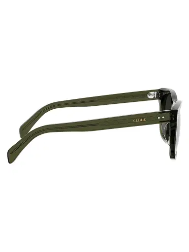 Celine Men's Thin 54mm Square Sunglasses - Shiny Dark Green And Smoke | Thumbnail 7