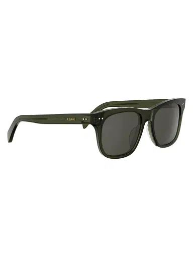 Celine Men's Thin 54mm Square Sunglasses - Shiny Dark Green And Smoke | Thumbnail 8